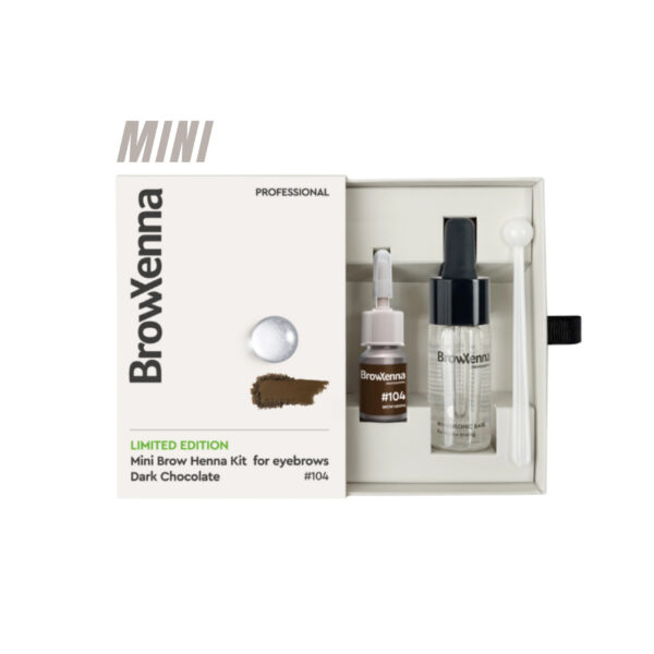 BrowXenna 104 Bitter Chocolate MINI – Henna Pudrowa Gorzka Czekolada z Bazą Hialuronową