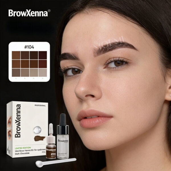 BrowXenna 104 Bitter Chocolate MINI – Henna Pudrowa Gorzka Czekolada z Bazą Hialuronową
