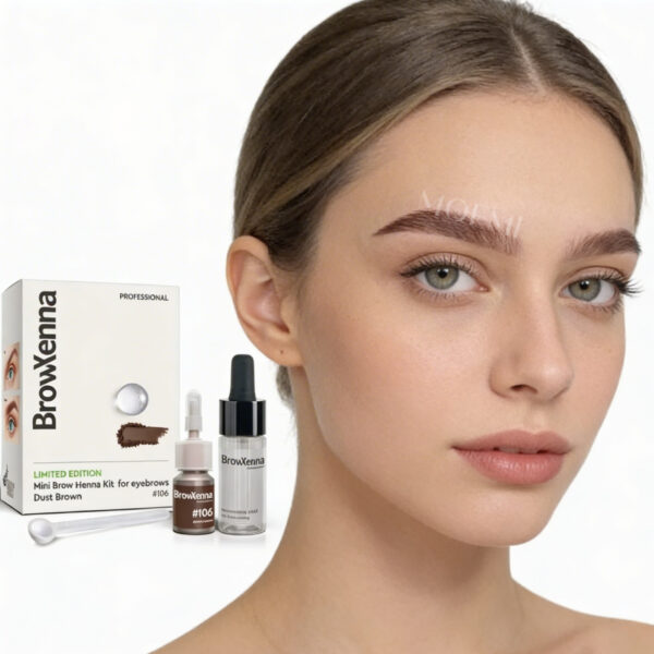 Henna dla blondynek jasny chłodny brąz BrowXenna 106 - efekt naturalnych brwi