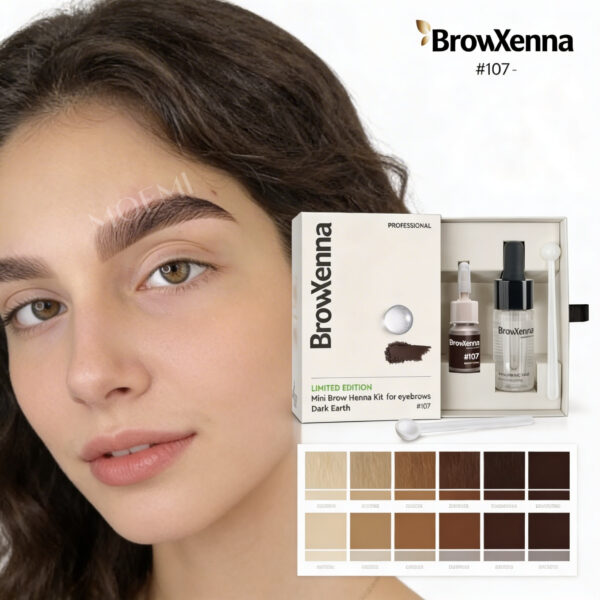 BrowXenna 107 Dark Earth MINI – Henna Pudrowa Nasycony Ciemny Brąz (Ciemna Ziemia)