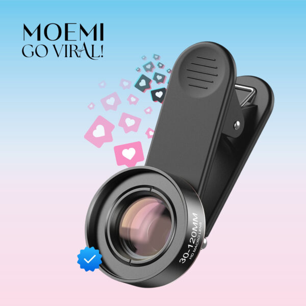 Obiektyw Makro do Telefonu Moemi Go Viral! 30-120mm HD – Do Zdjęć Rzęs i Brwi