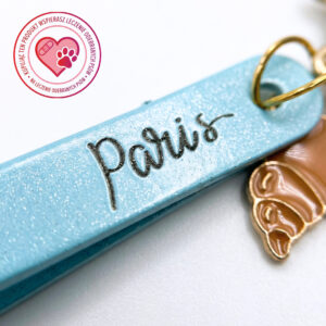 Slim Swan PARIS Edition Quasą Moemi – niebieska brokatowa pęseta do rzęs 75° z zawieszką