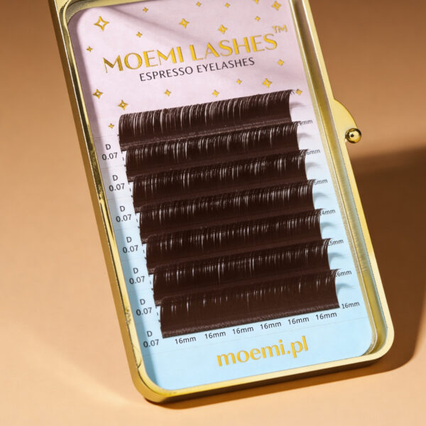 Rzęsy Brązowe Espresso Moemi Lashes MINI MIX 14-16mm Skręt L | M