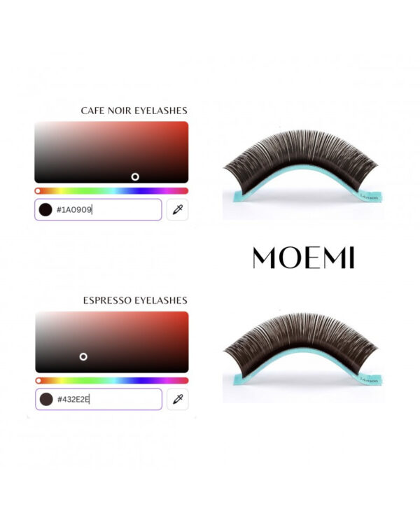 Rzęsy Brązowe Espresso Moemi Lashes MINI MIX 14-16mm Skręt L | M