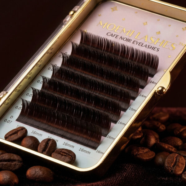 Brązowe Rzęsy Cafe Noir Moemi Lashes MINI MIX 14-16mm Skręt L M