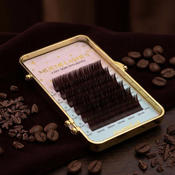 Brązowe Rzęsy Cafe Noir Moemi Lashes MINI MIX 14-16mm Skręt L M