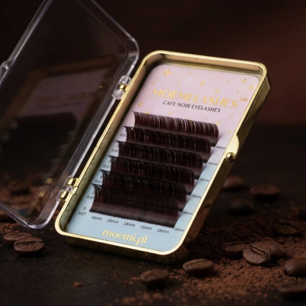 Brązowe Rzęsy Cafe Noir Moemi Lashes MINI MIX 14-16mm Skręt L M