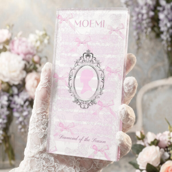 Różowy Szklany Holder Moemi – Diament Sezonu – Podstawka pod rzęsy z brokatem (Lash Plate)