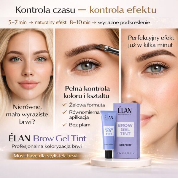 ÉLAN Brow Gel Tint 20 ml Żel Koloryzujący do Brwi – Profesjonalna Koloryzacja, Intensywny i Trwały Efekt, Precyzyjna Aplikacja