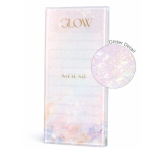 Szklany Holder Moemi – GLOW – Podstawka pod Rzęsy z Brokatem (Lash Plate)