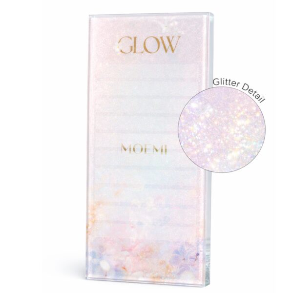 Szklany Holder Moemi – GLOW – Podstawka pod Rzęsy z Brokatem (Lash Plate)