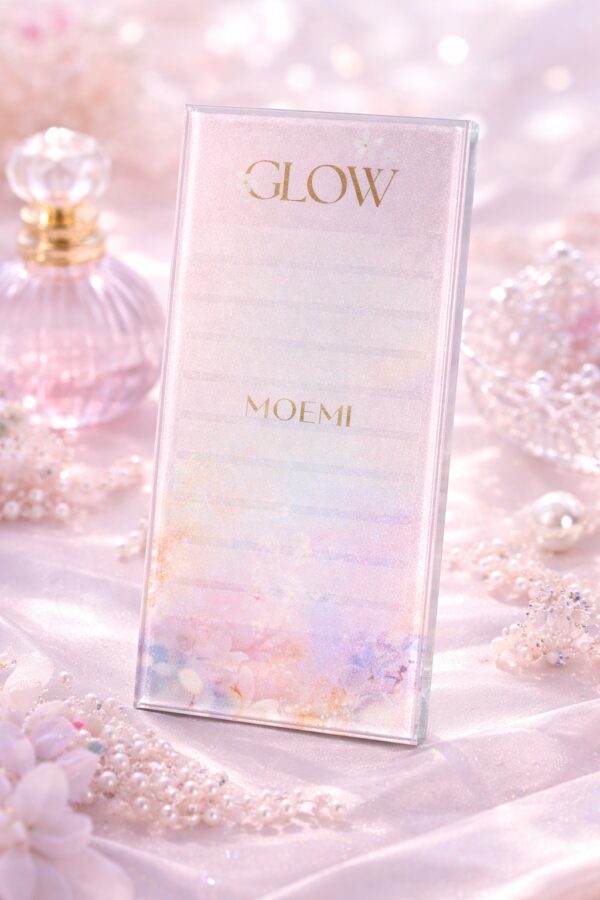 Szklany Holder Moemi – GLOW – Podstawka pod Rzęsy z Brokatem (Lash Plate)