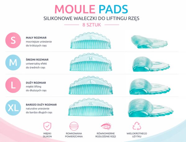Silikonowe Wałeczki Do Liftingu Rzęs MOEMI Moule Pads 8 szt – Profesjonalne Lash Lift Shields Do Laminacji