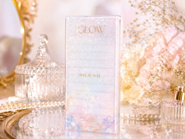 Szklany Holder Moemi – GLOW – Podstawka pod Rzęsy z Brokatem (Lash Plate)