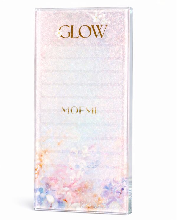 Szklany Holder Moemi – GLOW – Podstawka pod Rzęsy z Brokatem (Lash Plate)