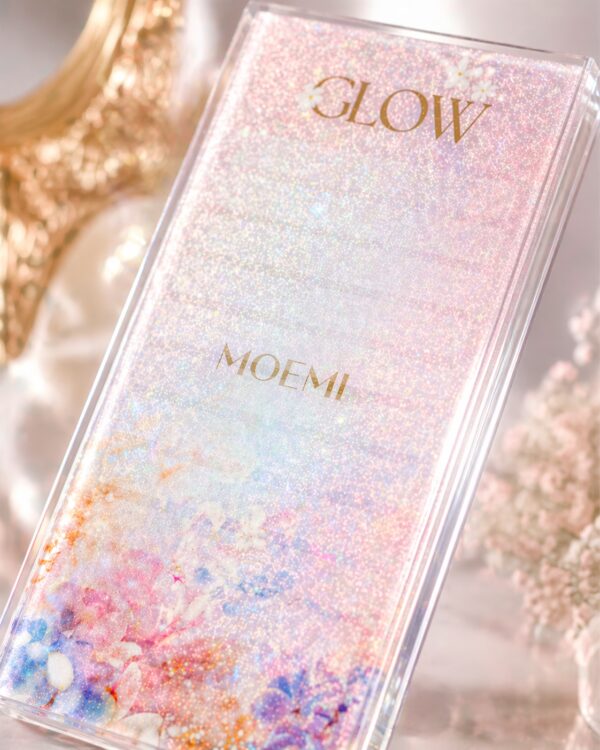 Szklany Holder Moemi – GLOW – Podstawka pod Rzęsy z Brokatem (Lash Plate)